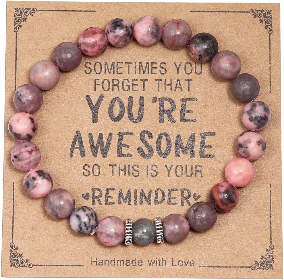 Inspirational Bracelets for Women Natural Stone Healing Relaxation Chakra Bracelet Gifts for Birthday Christmas Mothers day Valentines Thanksgiving Teacher Appreciation Gifts for Her Mom Best Friend Sister Men
