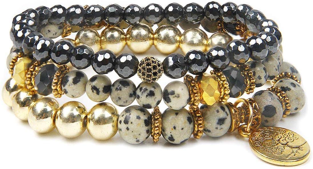 Beaded Bracelets for Women, Healing Stone Crystal Bracelets Tree of Life Bracelet Yoga Stretch Chakra Bracelet Set Jewelry Gifts