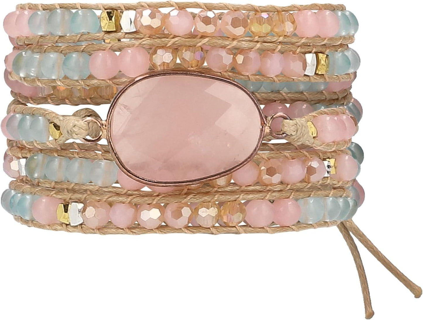 Bracelet for Women – Handmade Vegan Boho Natural Stone Layered Bracelet, Thailand Bohemian Stackable Beaded Wrap Bracelets, Summer Hippie Bracelet Stack, Fashion Jewelry Gifts