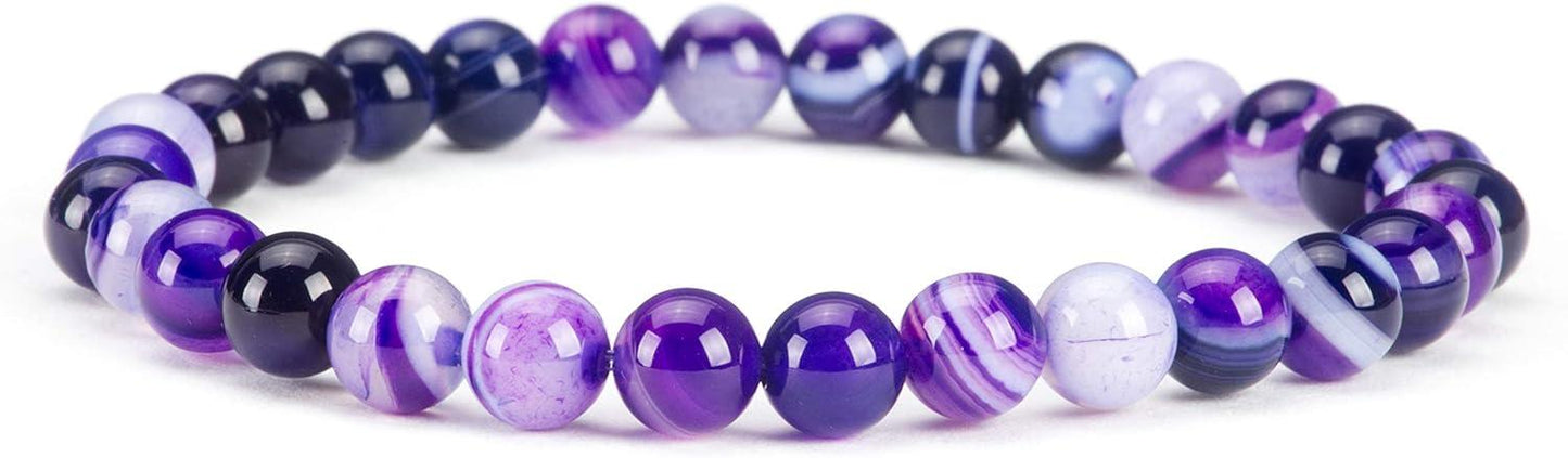 Small, Medium, Large Sizes - Gemstone Beaded Bracelets For Women and Men - 6mm Round Beads
