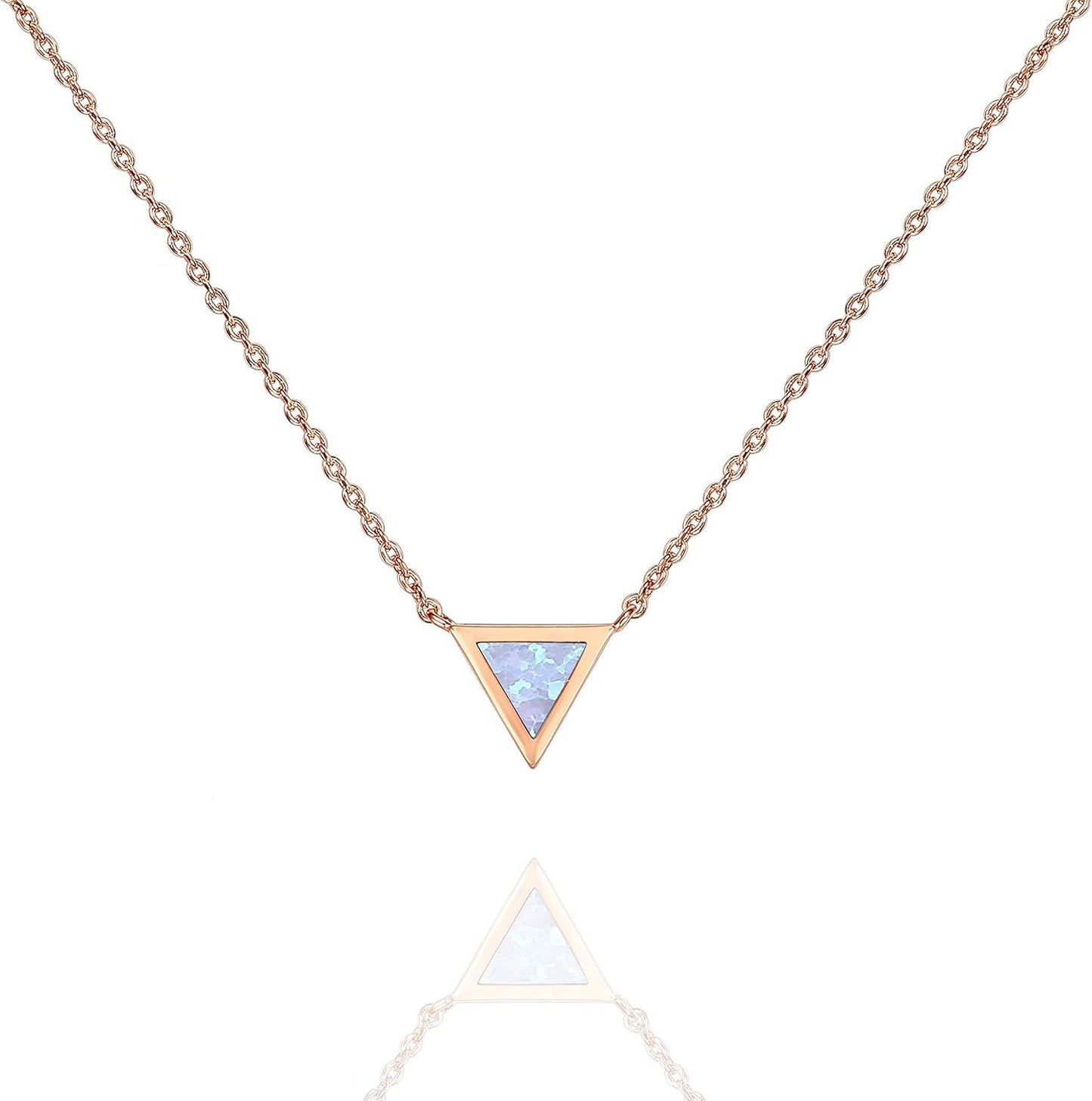 KDTONG 14K Gold Plated Opal Pendant Necklaces for Women | Created Opal Cubic Zirconia Dainty Necklace | Butterfly Round Triangle Antler Bar Pendants
