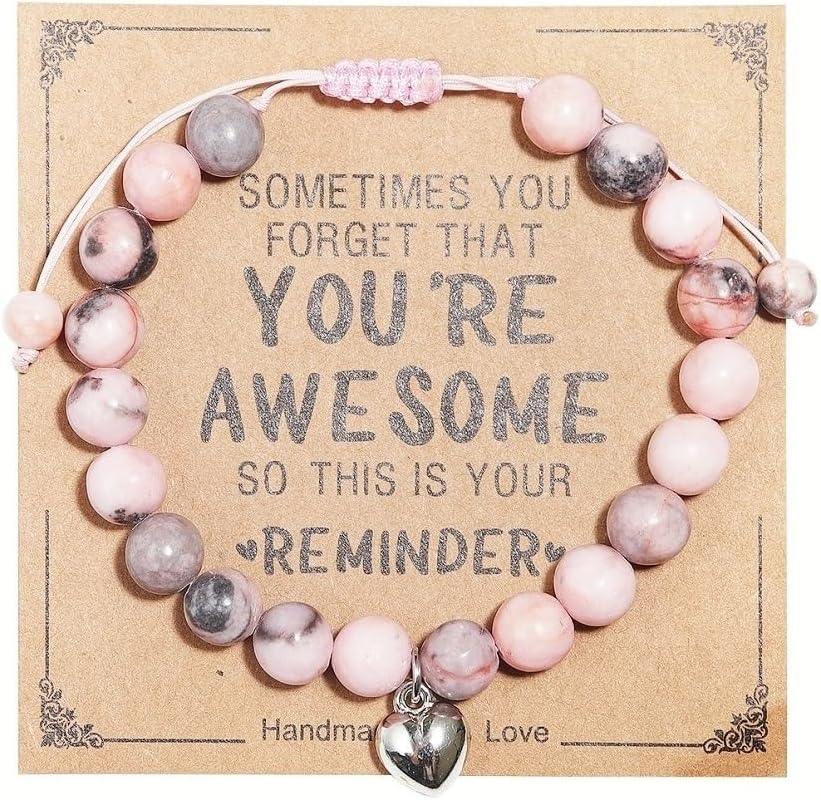 Inspirational Bracelets for Women Natural Stone Healing Relaxation Chakra Bracelet Gifts for Birthday Christmas Mothers day Valentines Thanksgiving Teacher Appreciation Gifts for Her Mom Best Friend Sister Men