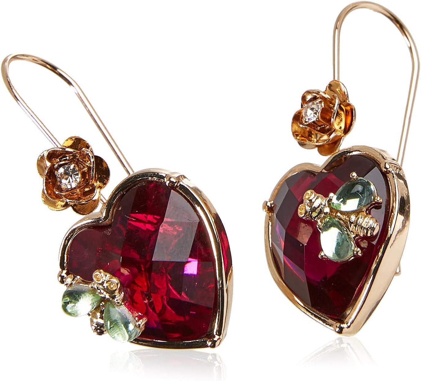 Womens Stone Heart Dangle Earrings