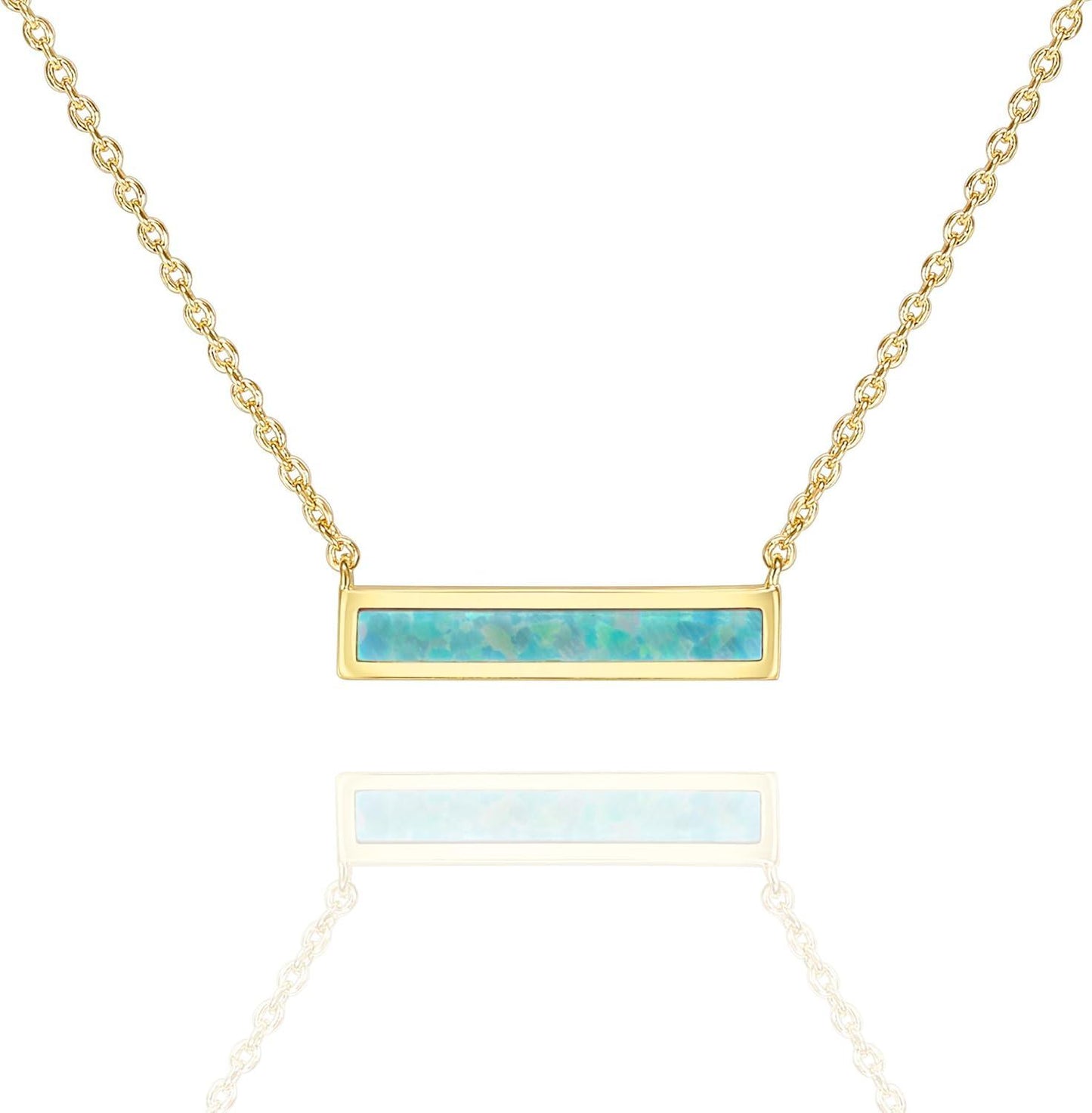 KDTONG 14K Gold Plated Opal Pendant Necklaces for Women | Created Opal Cubic Zirconia Dainty Necklace | Butterfly Round Triangle Antler Bar Pendants