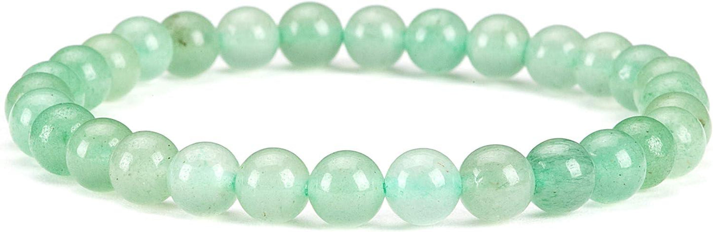 Small, Medium, Large Sizes - Gemstone Beaded Bracelets For Women and Men - 6mm Round Beads