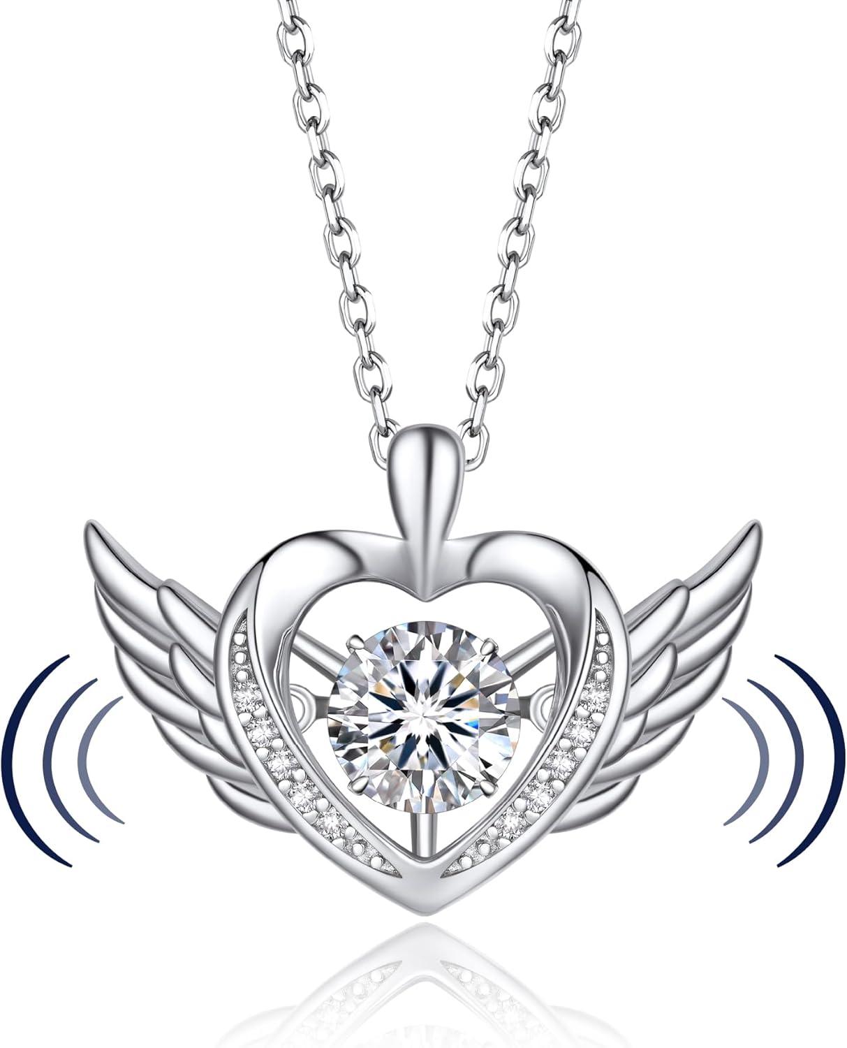 Heart Necklace for Women, Sparkling Gift for Her, 1Carat Moissanite Heart Pendent for Her, 925 Sterling Silver Dance Necklace for Anniversary Christmas Valentines