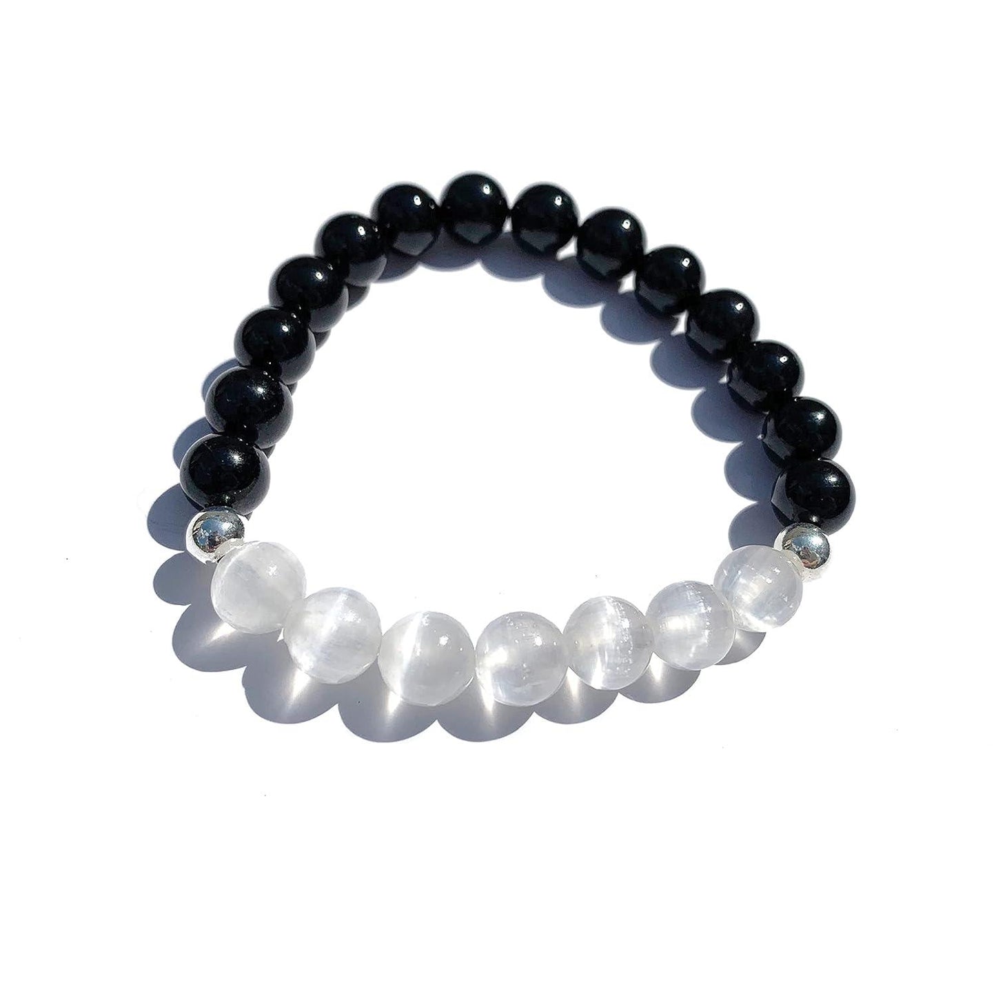 Clear Quartz Crystal Bracelet, Chakra Healing Energy Balancing, Simple Natural White Stone, Handmade Jewelry Gift for Women, 6.5-7” wrist (Burst - Clear Crystal)