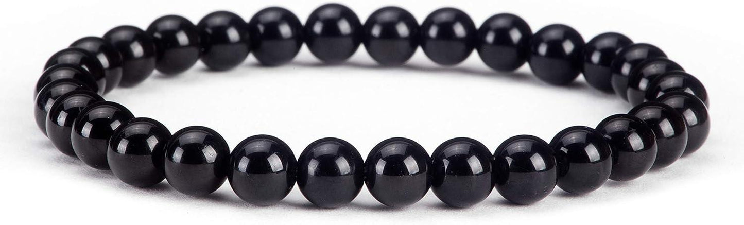 Small, Medium, Large Sizes - Gemstone Beaded Bracelets For Women and Men - 6mm Round Beads