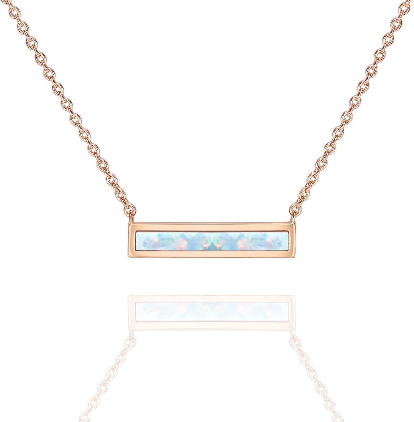 KDTONG 14K Gold Plated Opal Pendant Necklaces for Women | Created Opal Cubic Zirconia Dainty Necklace | Butterfly Round Triangle Antler Bar Pendants