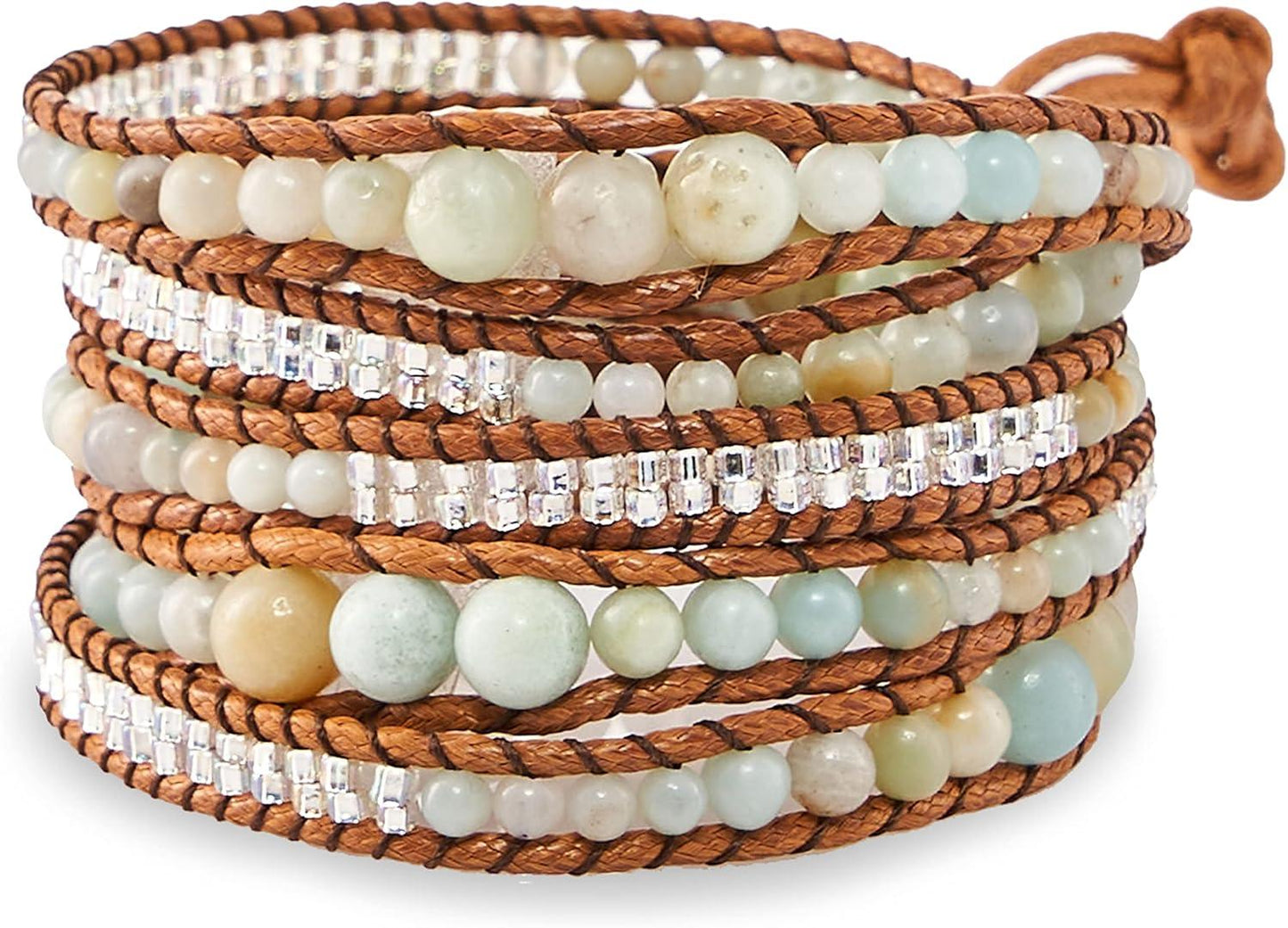 Bracelet for Women – Handmade Vegan Boho Natural Stone Layered Bracelet, Thailand Bohemian Stackable Beaded Wrap Bracelets, Summer Hippie Bracelet Stack, Fashion Jewelry Gifts