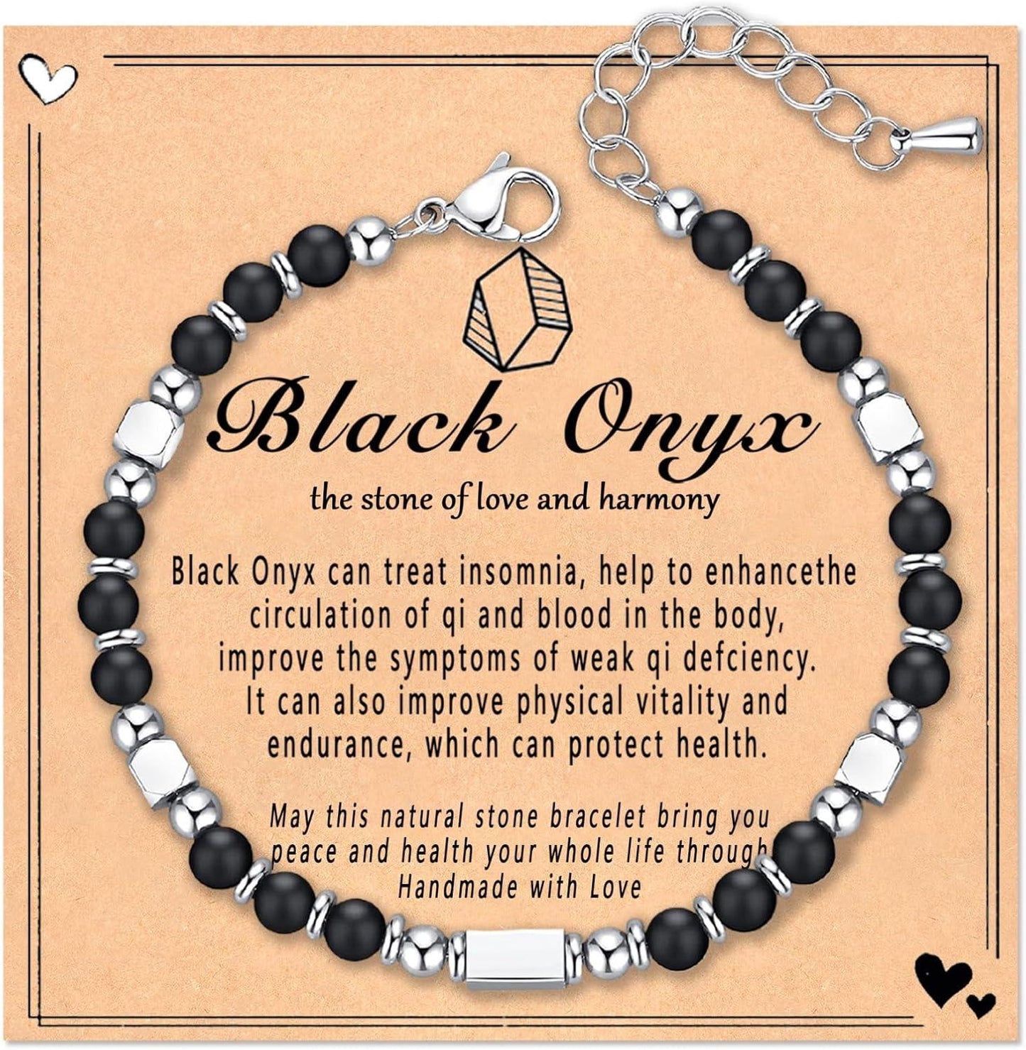 Healing Natural Stone Bracelets for Women, Unique Gift Ideas with Inspirational Card for Birthday Mother Day Graduation