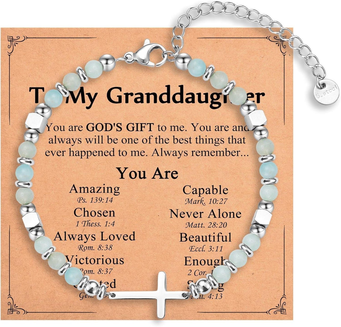 Religious Cross Bracelet for Women Girls, Christian Gifts for Daughter Granddaughter Sister in Christ Friend Niece on Birthday Christmas Easter Valentines Day Graduation