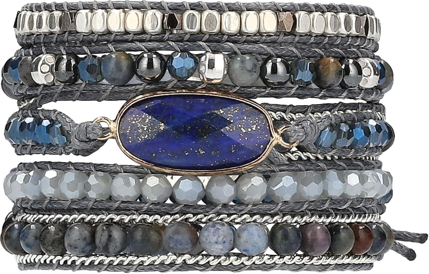 Bracelet for Women – Handmade Vegan Boho Natural Stone Layered Bracelet, Thailand Bohemian Stackable Beaded Wrap Bracelets, Summer Hippie Bracelet Stack, Fashion Jewelry Gifts