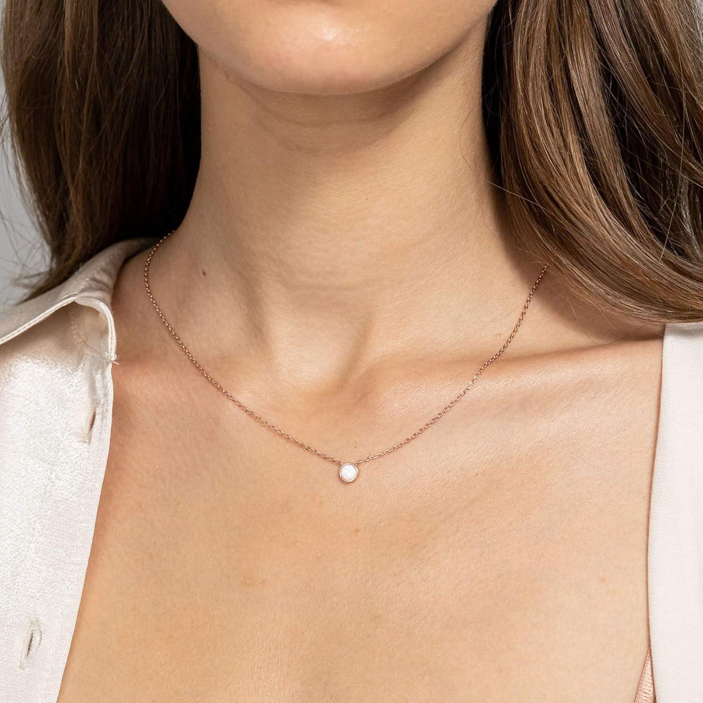 KDTONG 14K Gold Plated Opal Pendant Necklaces for Women | Created Opal Cubic Zirconia Dainty Necklace | Butterfly Round Triangle Antler Bar Pendants
