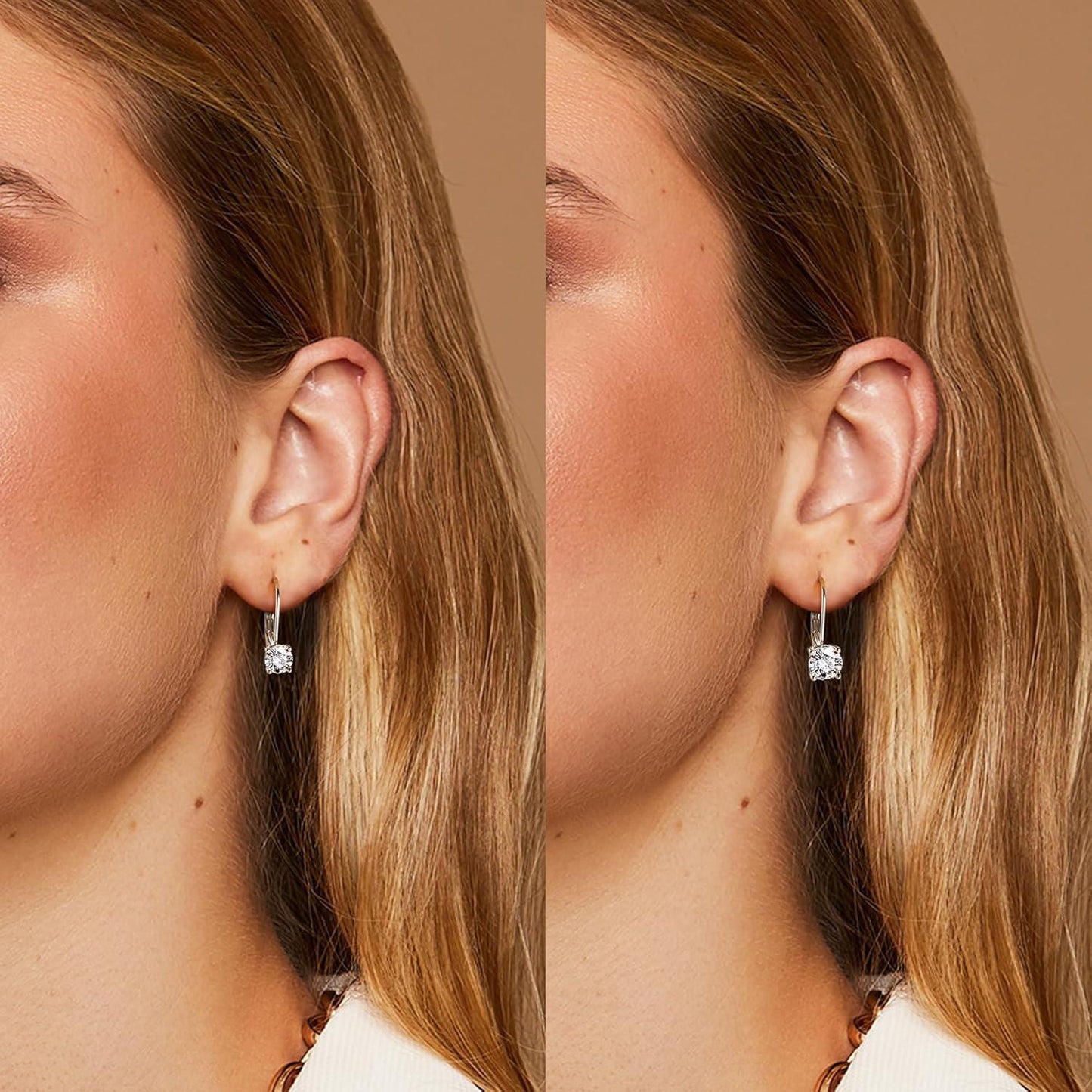 Moissanite Earrings,1.0ct-2.0ct D Color Brilliant Round Cut Lab Created Diamond Earrings 18K White Gold Plated Sterling Silver Dangle Earrings Moissanite Leverback Drop Earrings