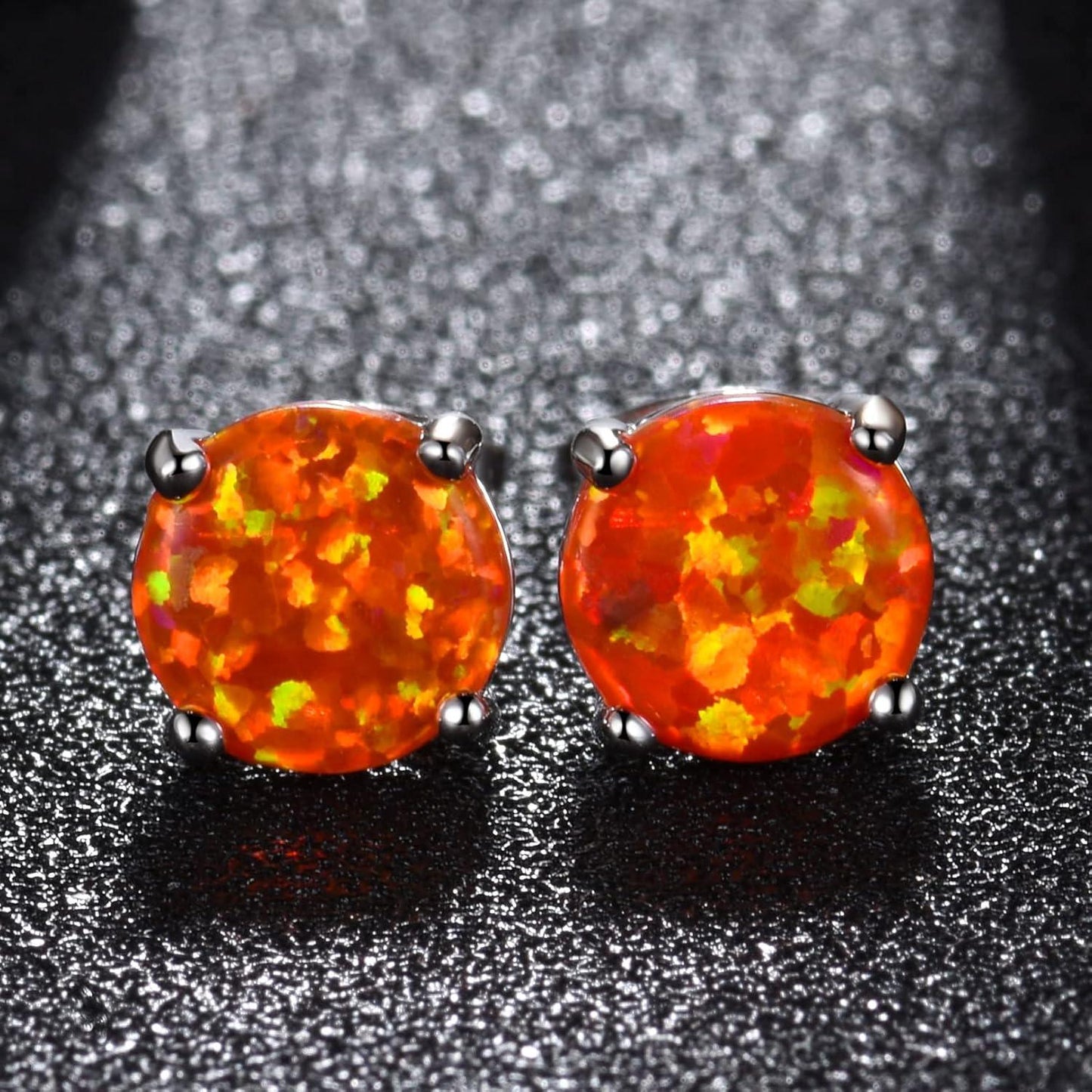 KDTONG Multi Colors fire Opal Stud Earrings Birthstone Earrings For Women 8mm