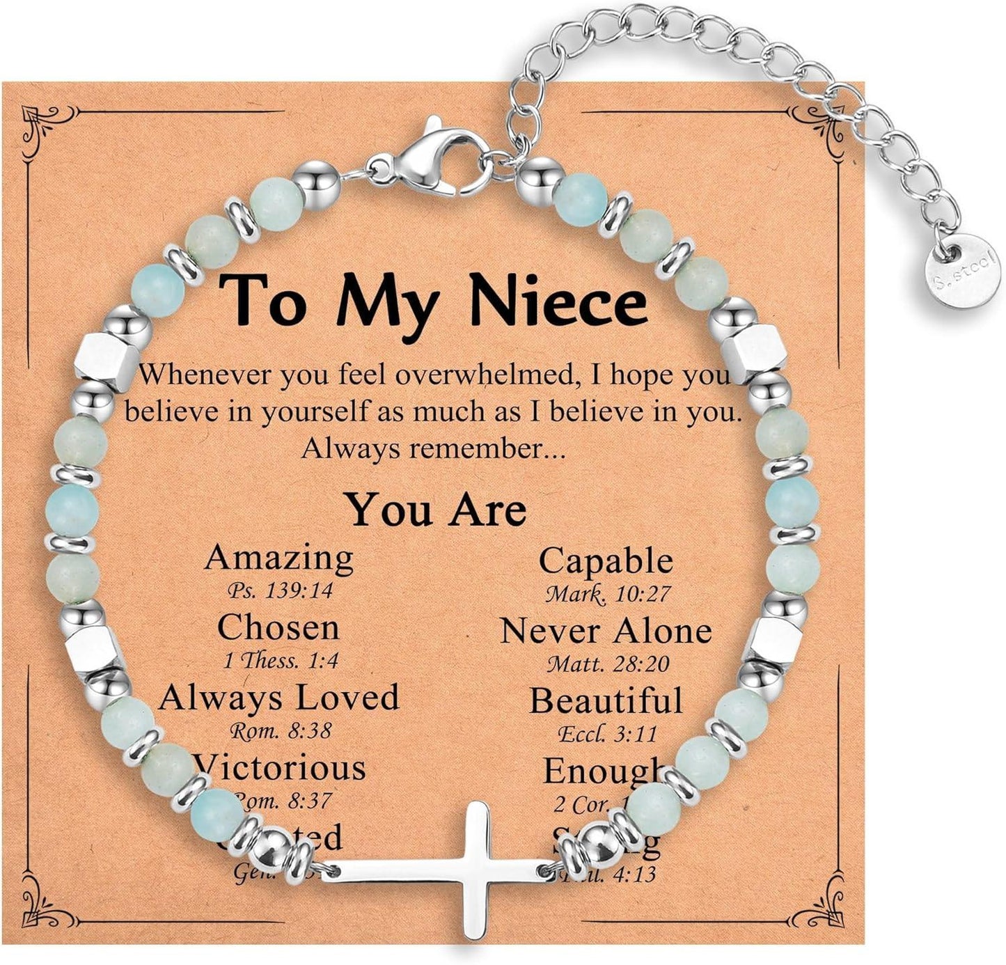 Religious Cross Bracelet for Women Girls, Christian Gifts for Daughter Granddaughter Sister in Christ Friend Niece on Birthday Christmas Easter Valentines Day Graduation