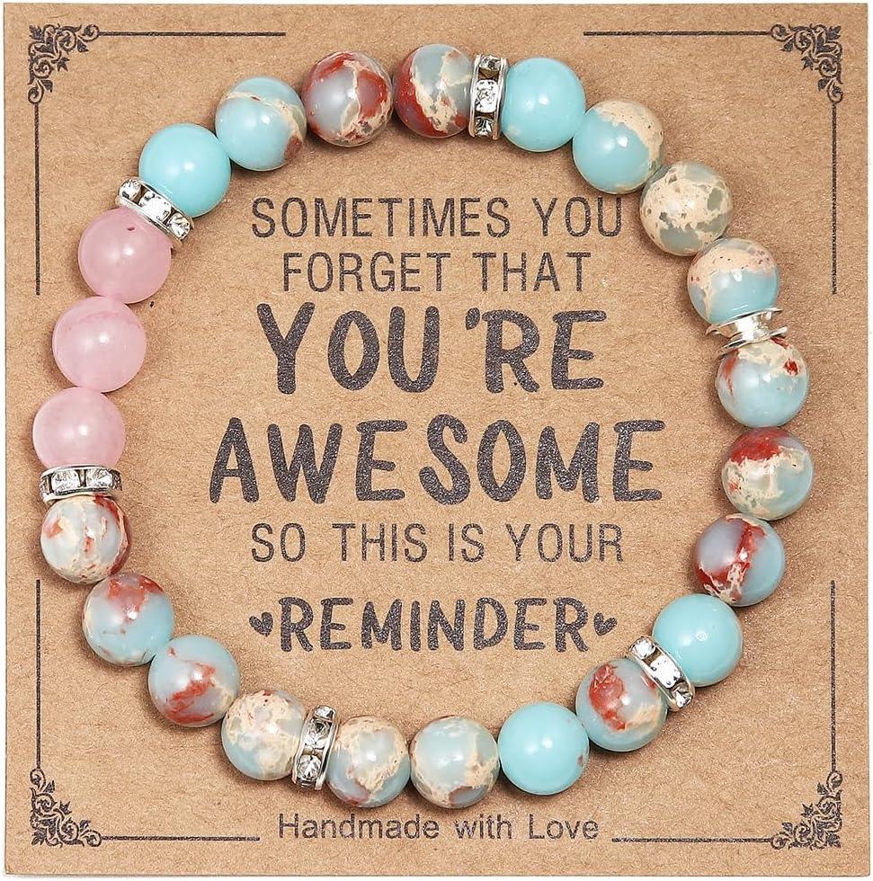 Inspirational Bracelets for Women Natural Stone Healing Relaxation Chakra Bracelet Gifts for Birthday Christmas Mothers day Valentines Thanksgiving Teacher Appreciation Gifts for Her Mom Best Friend Sister Men
