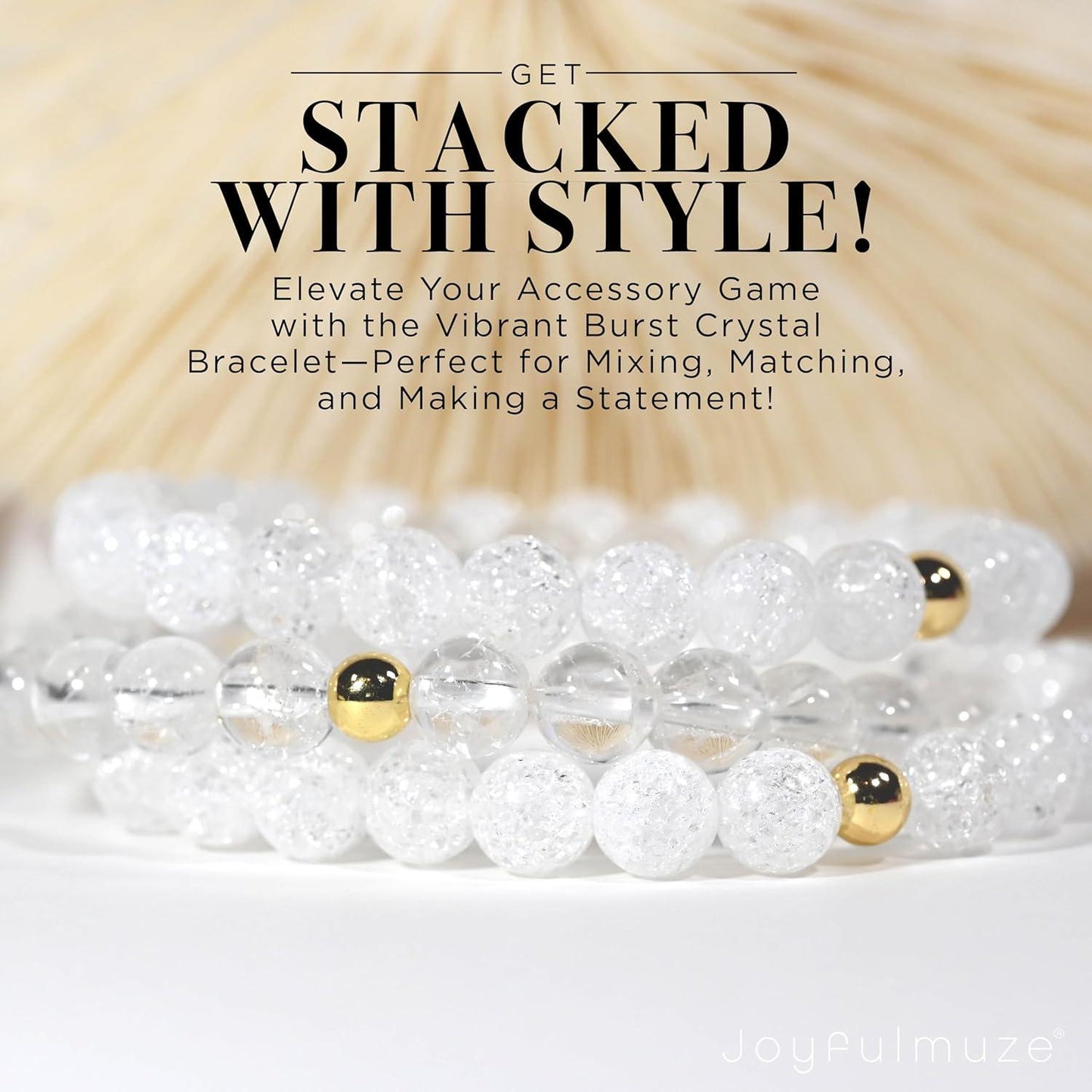 Clear Quartz Crystal Bracelet, Chakra Healing Energy Balancing, Simple Natural White Stone, Handmade Jewelry Gift for Women, 6.5-7” wrist (Burst - Clear Crystal)