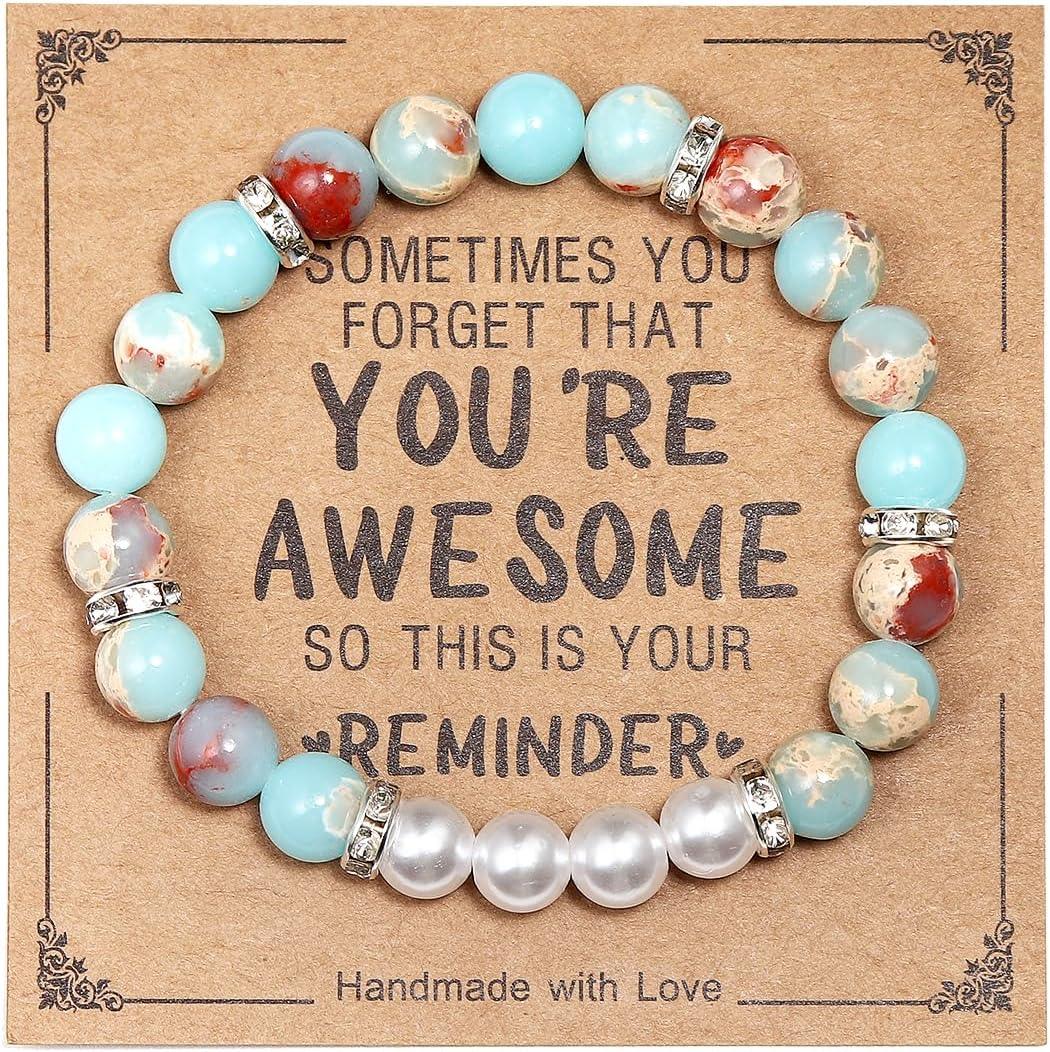Inspirational Bracelets for Women Natural Stone Healing Relaxation Chakra Bracelet Gifts for Birthday Christmas Mothers day Valentines Thanksgiving Teacher Appreciation Gifts for Her Mom Best Friend Sister Men