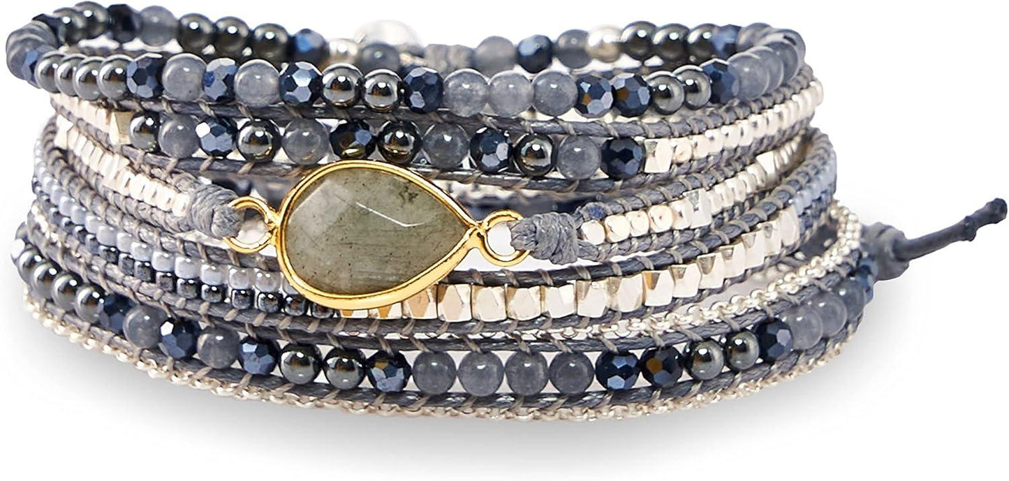 Bracelet for Women – Handmade Vegan Boho Natural Stone Layered Bracelet, Thailand Bohemian Stackable Beaded Wrap Bracelets, Summer Hippie Bracelet Stack, Fashion Jewelry Gifts