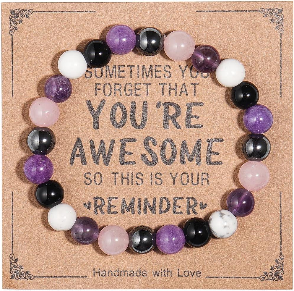 Inspirational Bracelets for Women Natural Stone Healing Relaxation Chakra Bracelet Gifts for Birthday Christmas Mothers day Valentines Thanksgiving Teacher Appreciation Gifts for Her Mom Best Friend Sister Men