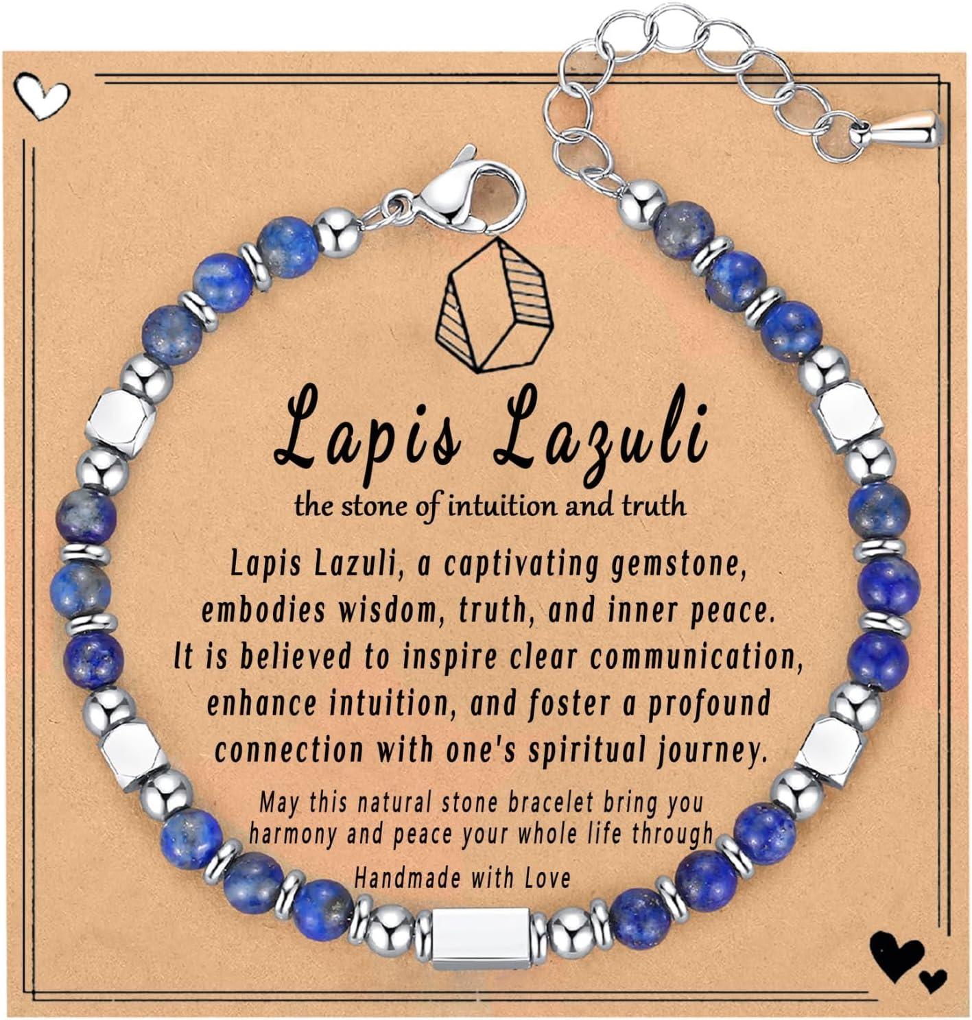 Healing Natural Stone Bracelets for Women, Unique Gift Ideas with Inspirational Card for Birthday Mother Day Graduation