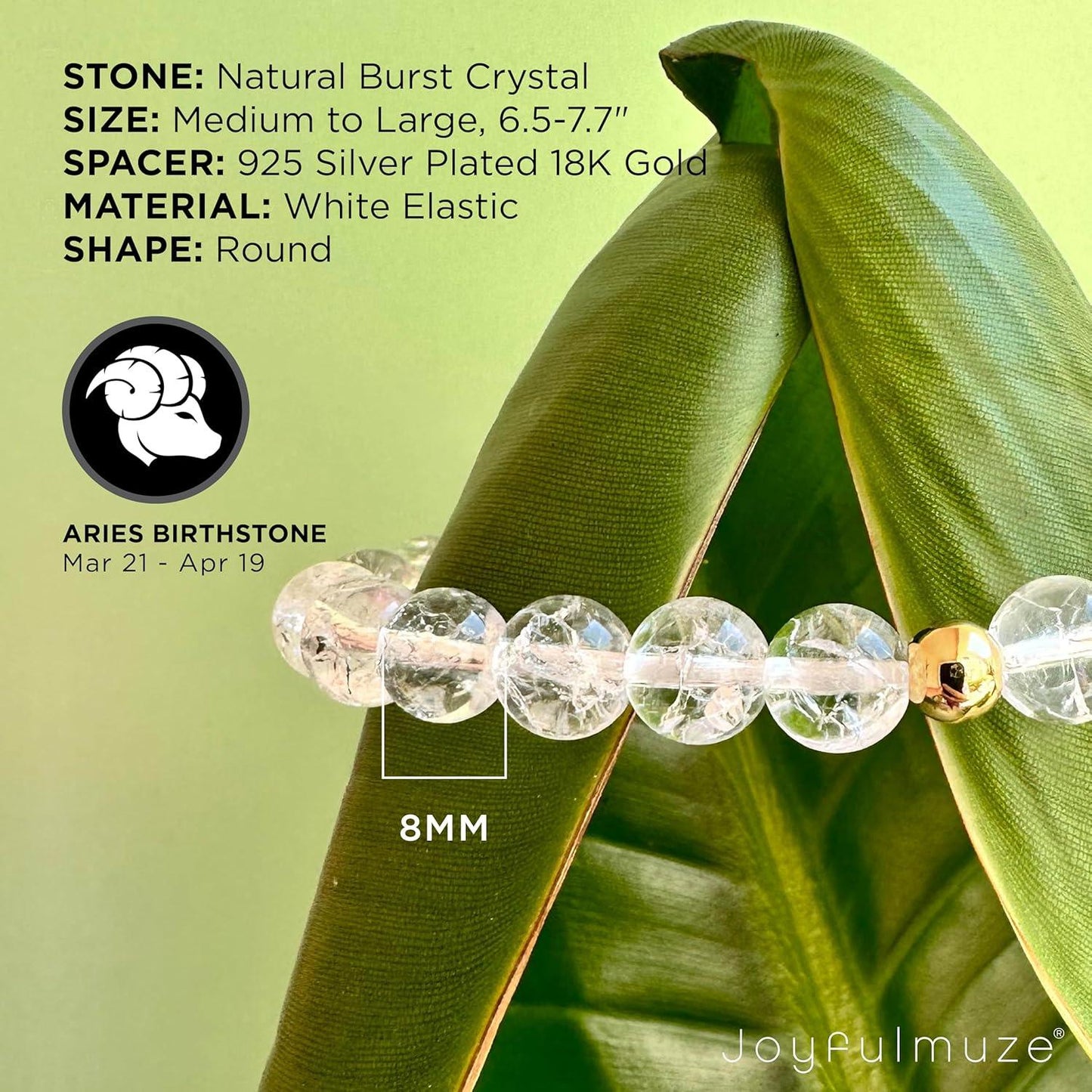 Clear Quartz Crystal Bracelet, Chakra Healing Energy Balancing, Simple Natural White Stone, Handmade Jewelry Gift for Women, 6.5-7” wrist (Burst - Clear Crystal)