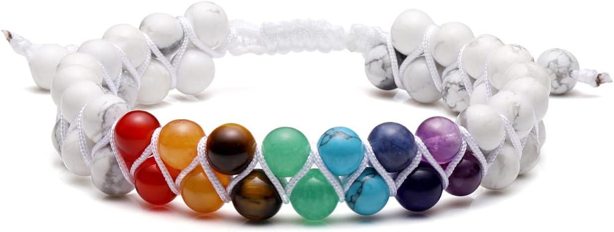 KDTONG Bead Chakra Bracelet 7 Chakras Healing Crystals Bracelet Yoga Stone Beads Bracelets Meditation Relax Anxiety Bangle for Womens Mens