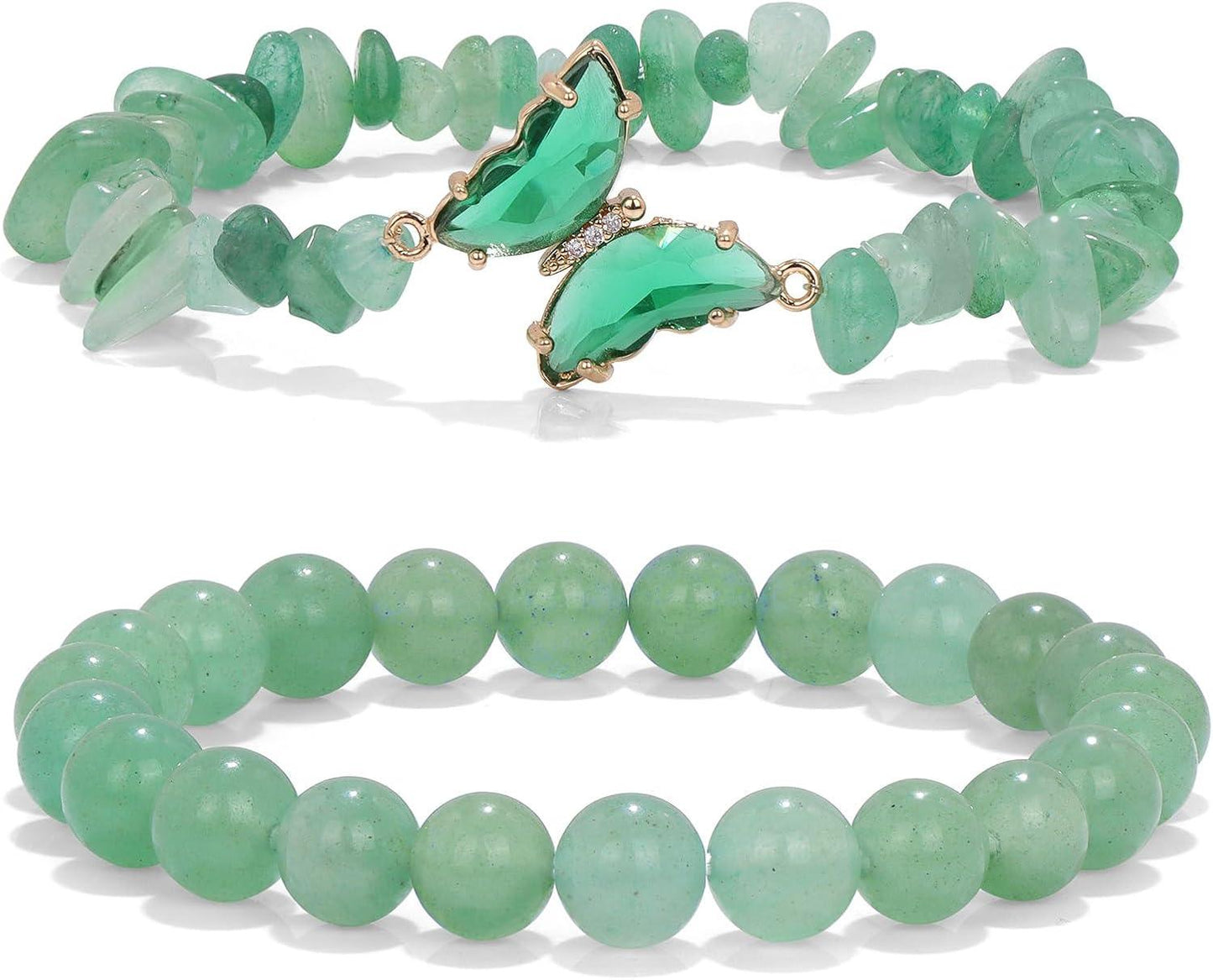 KDTONG Amethyst Bracelet For Women Anxiety Amethyst Beaded Bracelets Butterfly Charms Healing Stone Layered Bracelet Gifts For Women