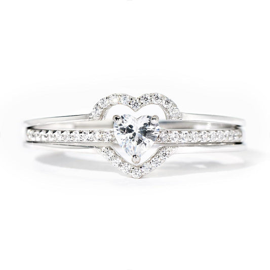 925 Sterling Silver Heart Rings for Women, Promise Rings for Her, Silver Purity Ring, Stackable Pinky Ring for Women