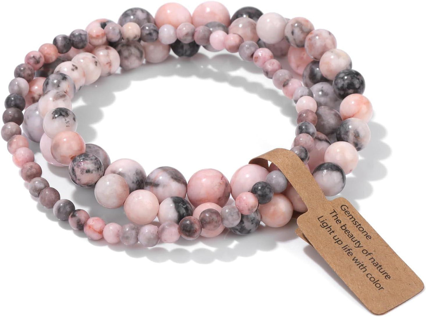 3 PCS Healing Crystal Bracelets for Women 8mm Natural Stone Beaded Stretch Bracelet Amethyst Jewelry Gifts