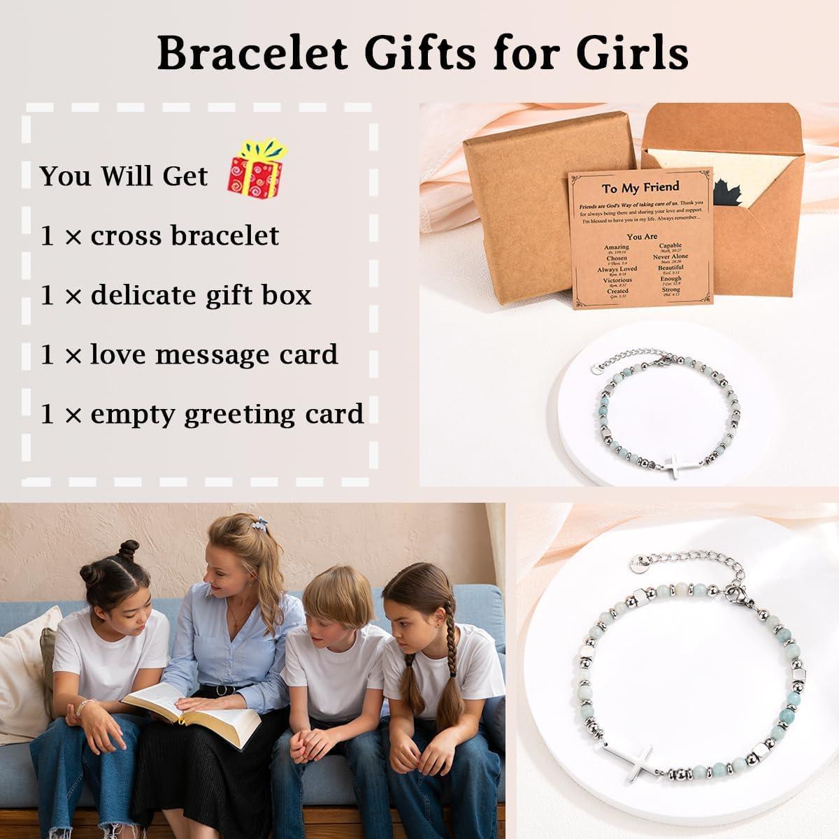 Religious Cross Bracelet for Women Girls, Christian Gifts for Daughter Granddaughter Sister in Christ Friend Niece on Birthday Christmas Easter Valentines Day Graduation