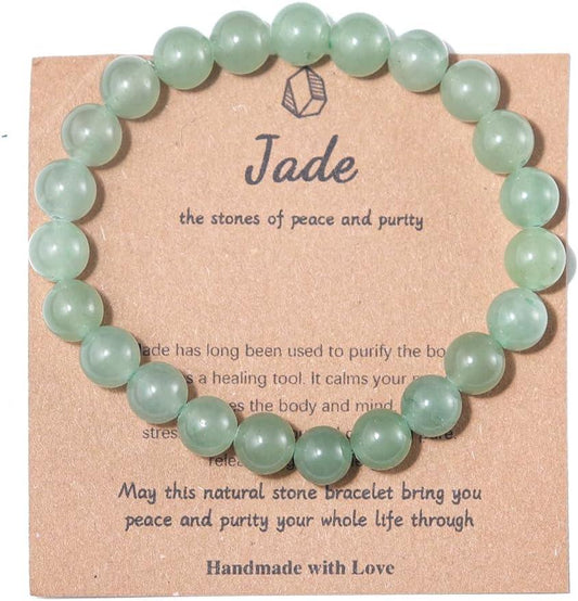 KDTONG Stress Relief Anxiety Yoga Bracelet,Mantra Bracelets for Women Natural Crystal Stone Healing Gifts Birthday Gifts for Jade Bracelet for Men