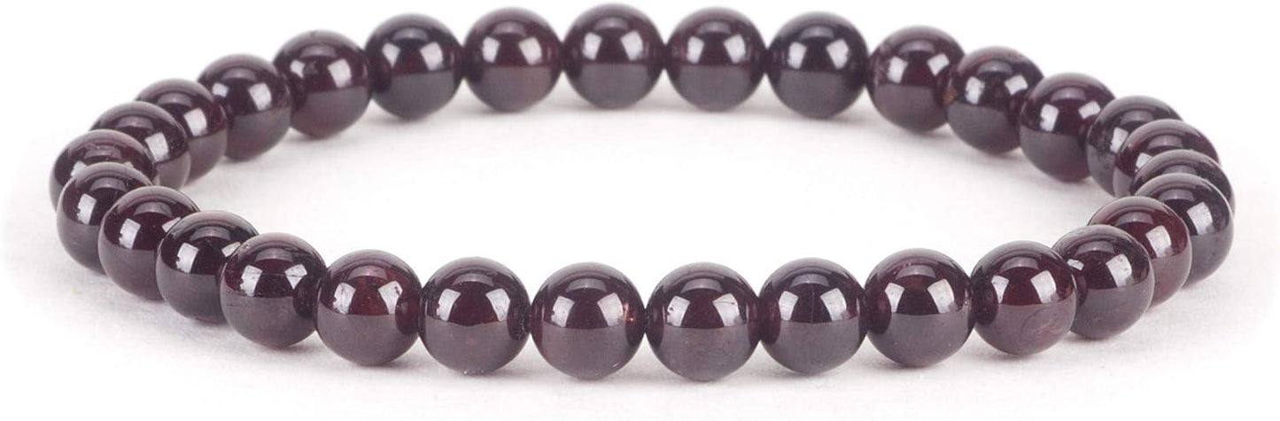 Small, Medium, Large Sizes - Gemstone Beaded Bracelets For Women and Men - 6mm Round Beads