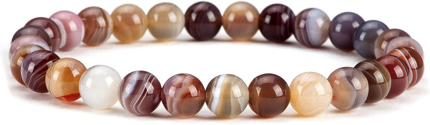 Small, Medium, Large Sizes - Gemstone Beaded Bracelets For Women and Men - 6mm Round Beads
