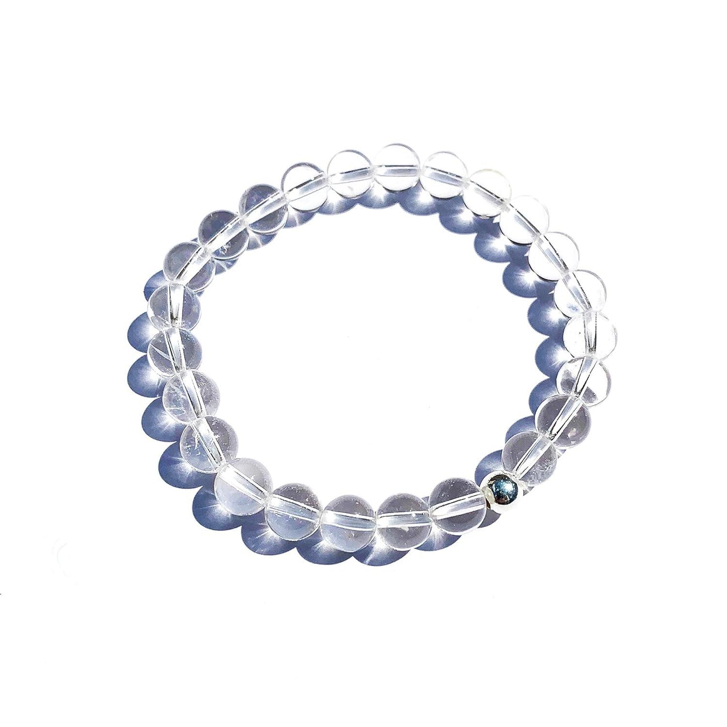 Clear Quartz Crystal Bracelet, Chakra Healing Energy Balancing, Simple Natural White Stone, Handmade Jewelry Gift for Women, 6.5-7” wrist (Burst - Clear Crystal)