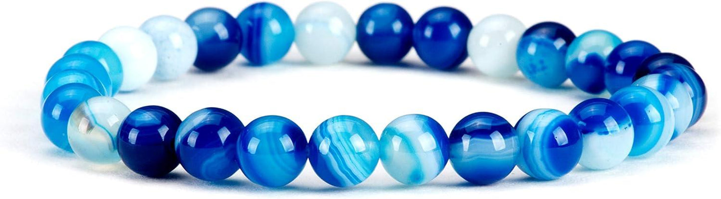 Small, Medium, Large Sizes - Gemstone Beaded Bracelets For Women and Men - 6mm Round Beads