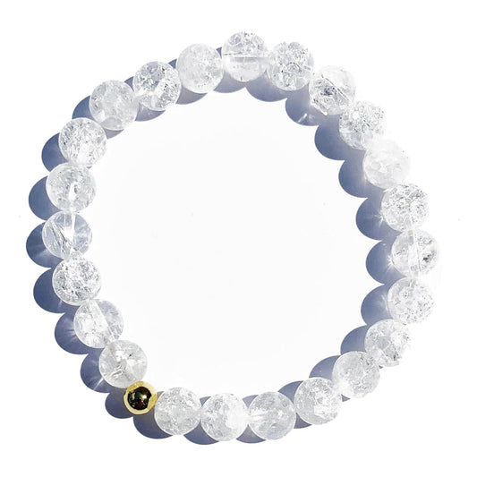 Clear Quartz Crystal Bracelet, Chakra Healing Energy Balancing, Simple Natural White Stone, Handmade Jewelry Gift for Women, 6.5-7” wrist (Burst - Clear Crystal)