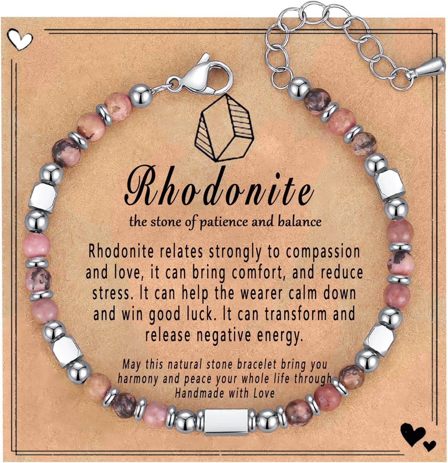 Healing Natural Stone Bracelets for Women, Unique Gift Ideas with Inspirational Card for Birthday Mother Day Graduation