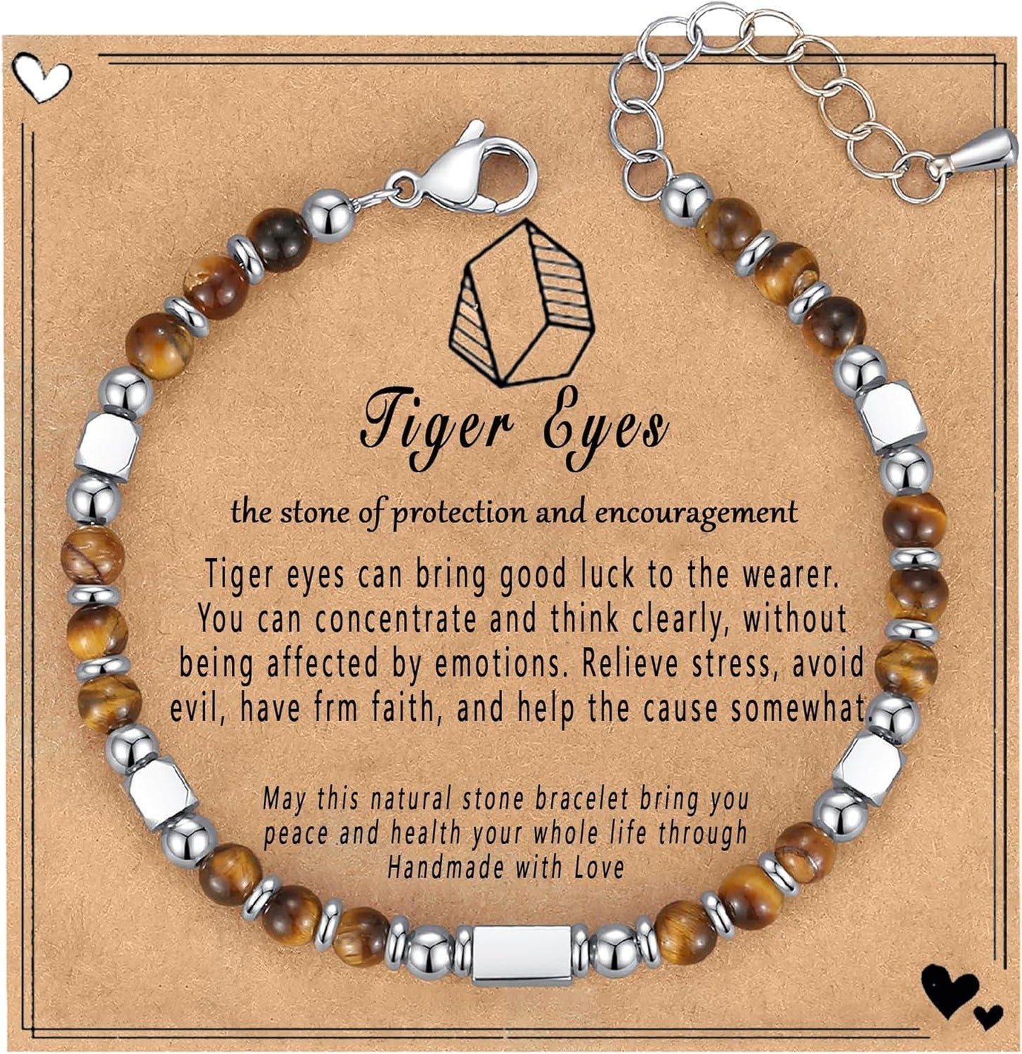 Healing Natural Stone Bracelets for Women, Unique Gift Ideas with Inspirational Card for Birthday Mother Day Graduation