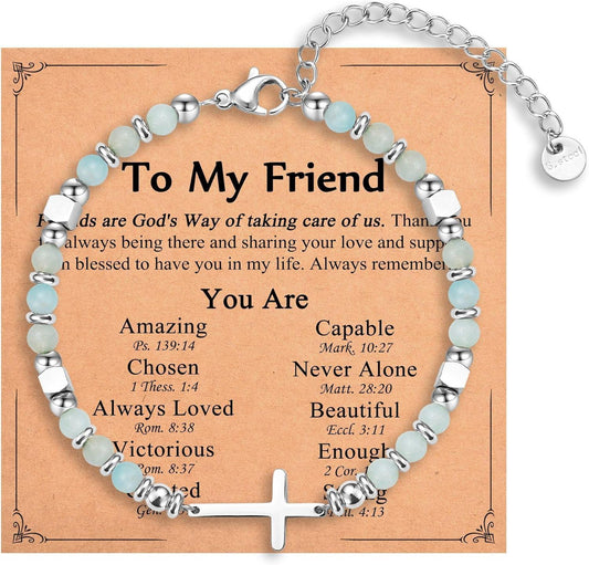 Religious Cross Bracelet for Women Girls, Christian Gifts for Daughter Granddaughter Sister in Christ Friend Niece on Birthday Christmas Easter Valentines Day Graduation