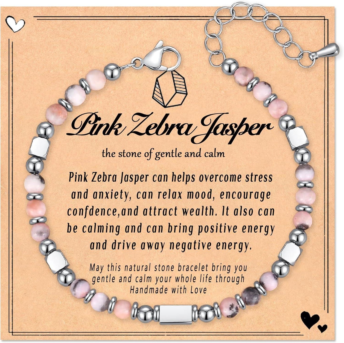 Healing Natural Stone Bracelets for Women, Unique Gift Ideas with Inspirational Card for Birthday Mother Day Graduation